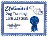 Unlimited Dog Training Consultations certificate signed by Daniel Stevens